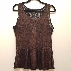 NWOT Forever 21 Copper Peplum Floral Lace Top